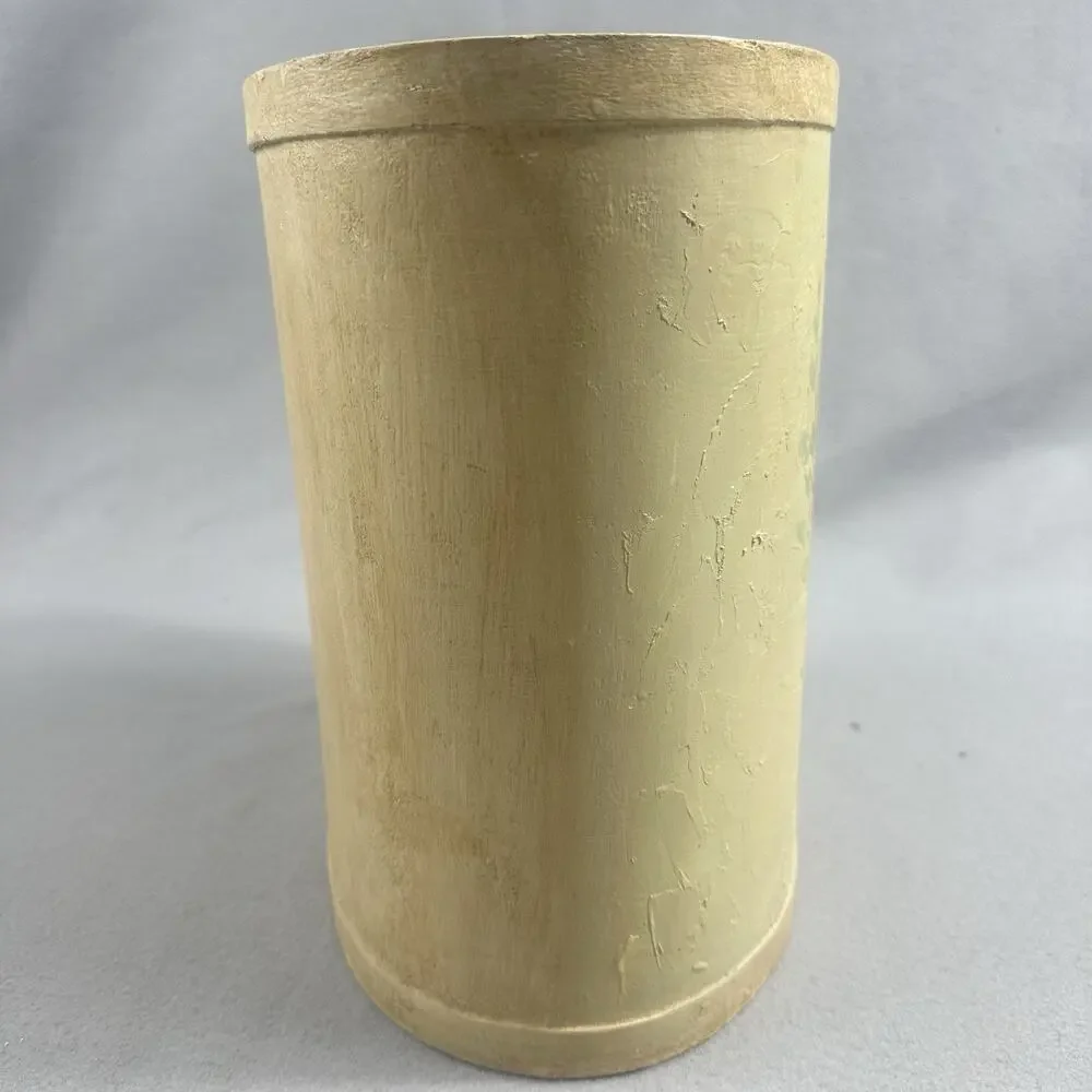 VTG Hand Painted Wooden Wastebasket Trash Can Floral Rustic Cottage Shabby Chic